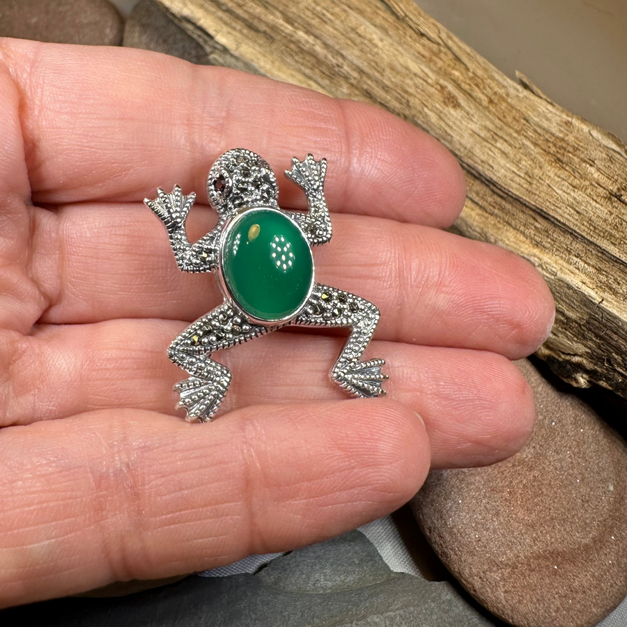 Marcasite Frog Brooch