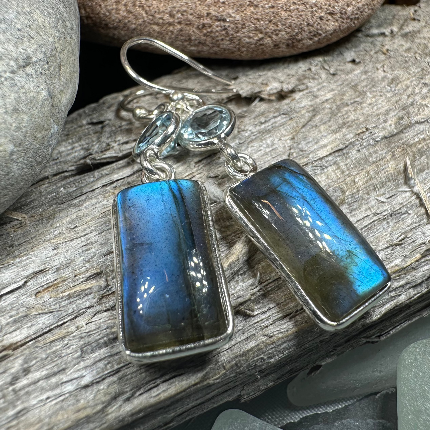 Celtic Waters Labradorite Earrings in Sterling Silver
