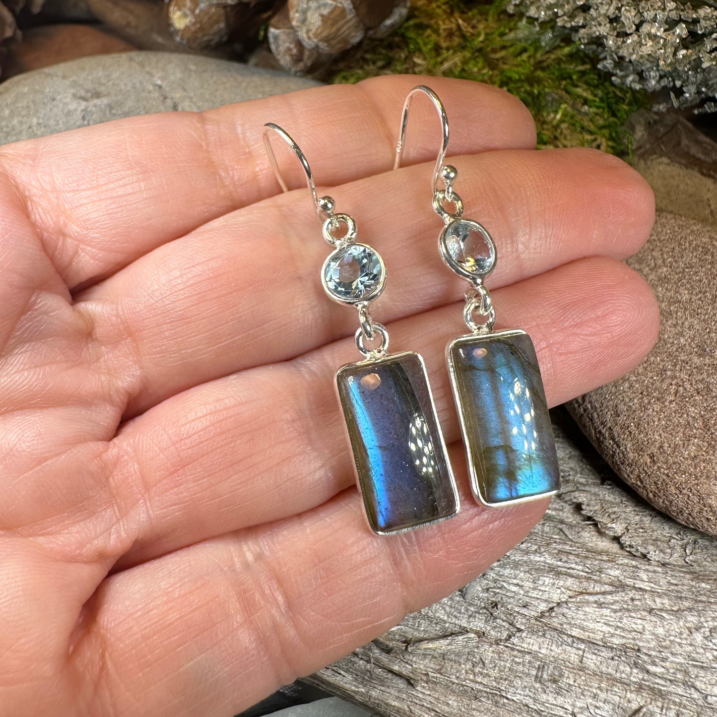 Celtic Waters Labradorite Earrings in Sterling Silver