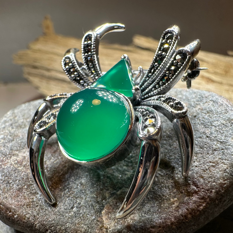Load image into Gallery viewer, Gothic Marcasite Spider Brooch in Sterling Silver
