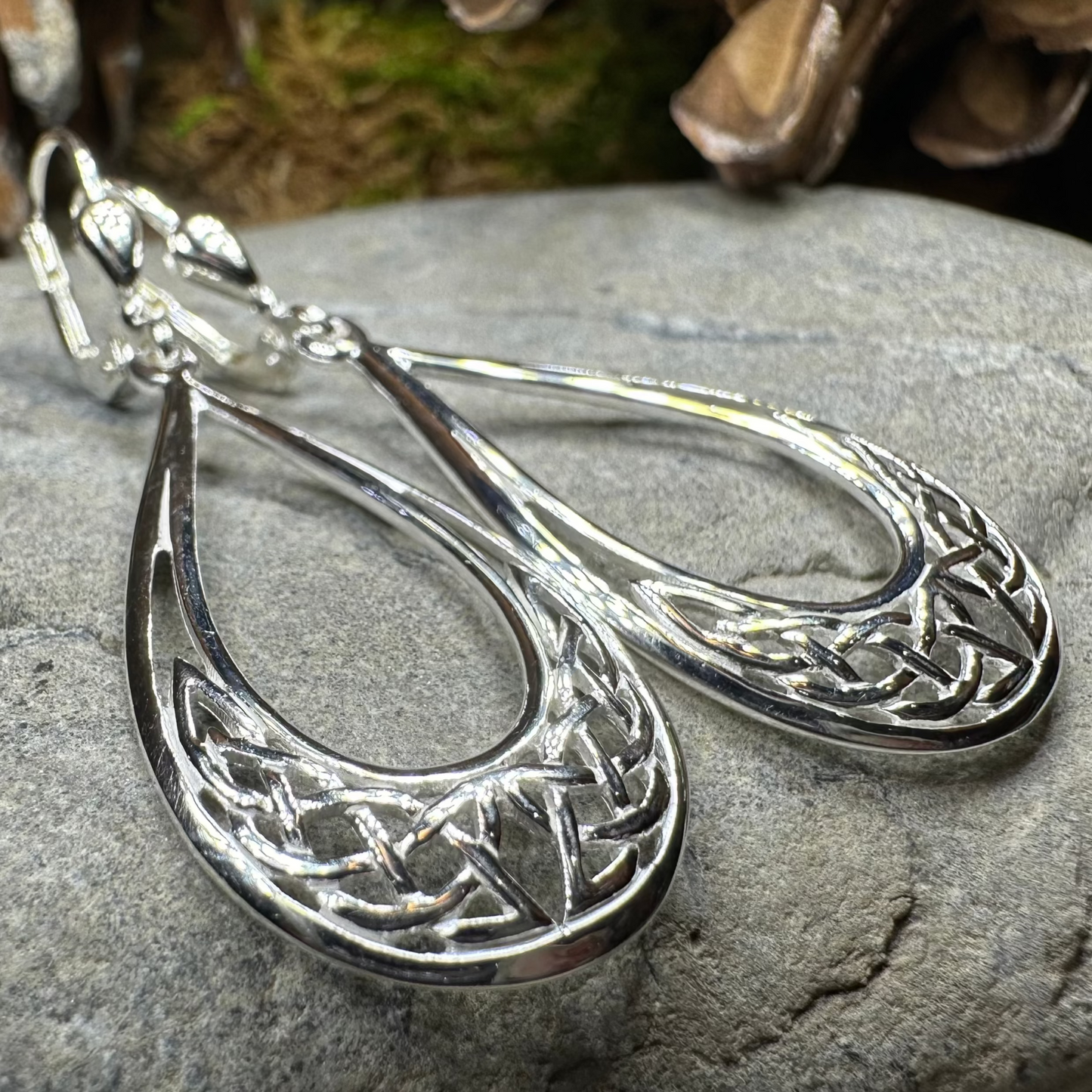 Celtic Elegance Leverback Earrings - Made in Ireland in silver
