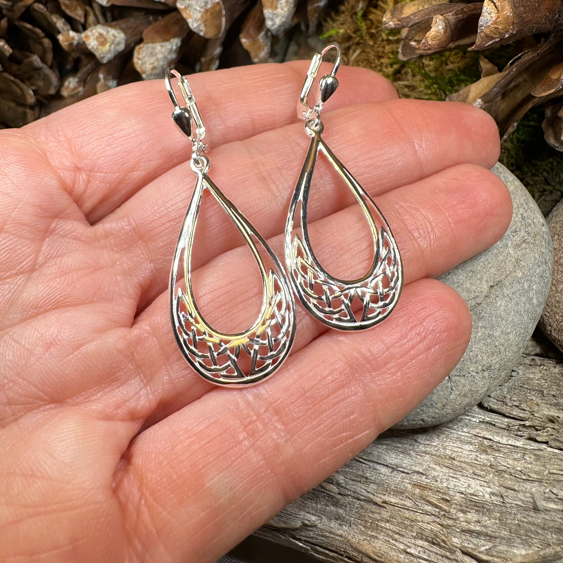Celtic Elegance Leverback Earrings - Made in Ireland — view 7