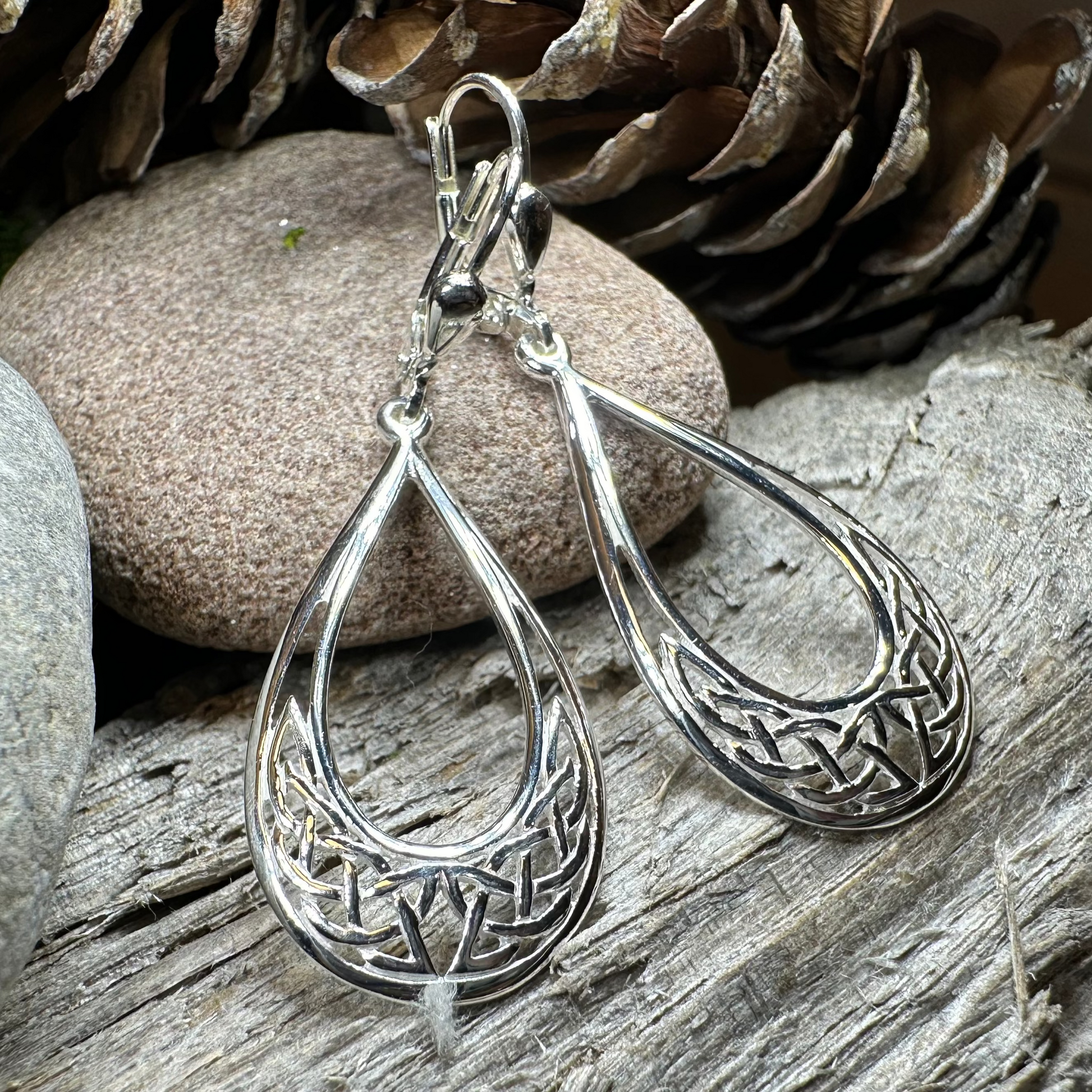 Celtic Elegance Leverback Earrings - Made in Ireland — view 5