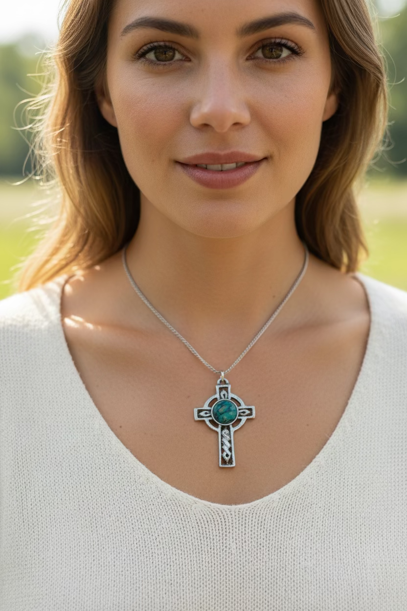 Heathergems Celtic Cross Necklace - Handmade in Scotland