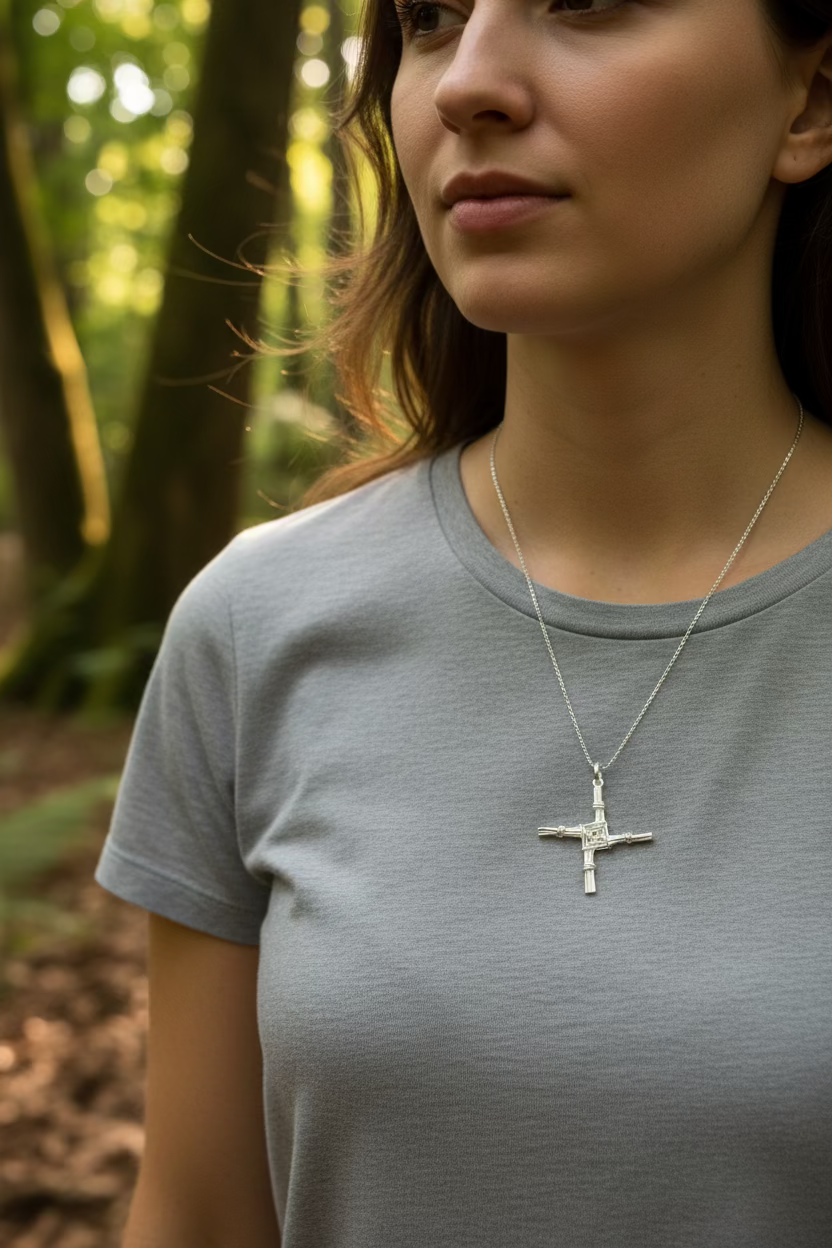 Kildare Irish Saint Brigid's Cross Necklace - Made in Ireland — view 2