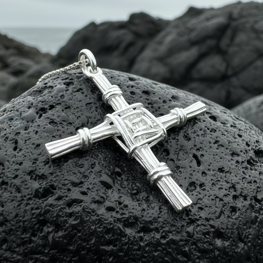 Kildare Irish Saint Brigid's Cross Necklace - Made in Ireland in sterling silver