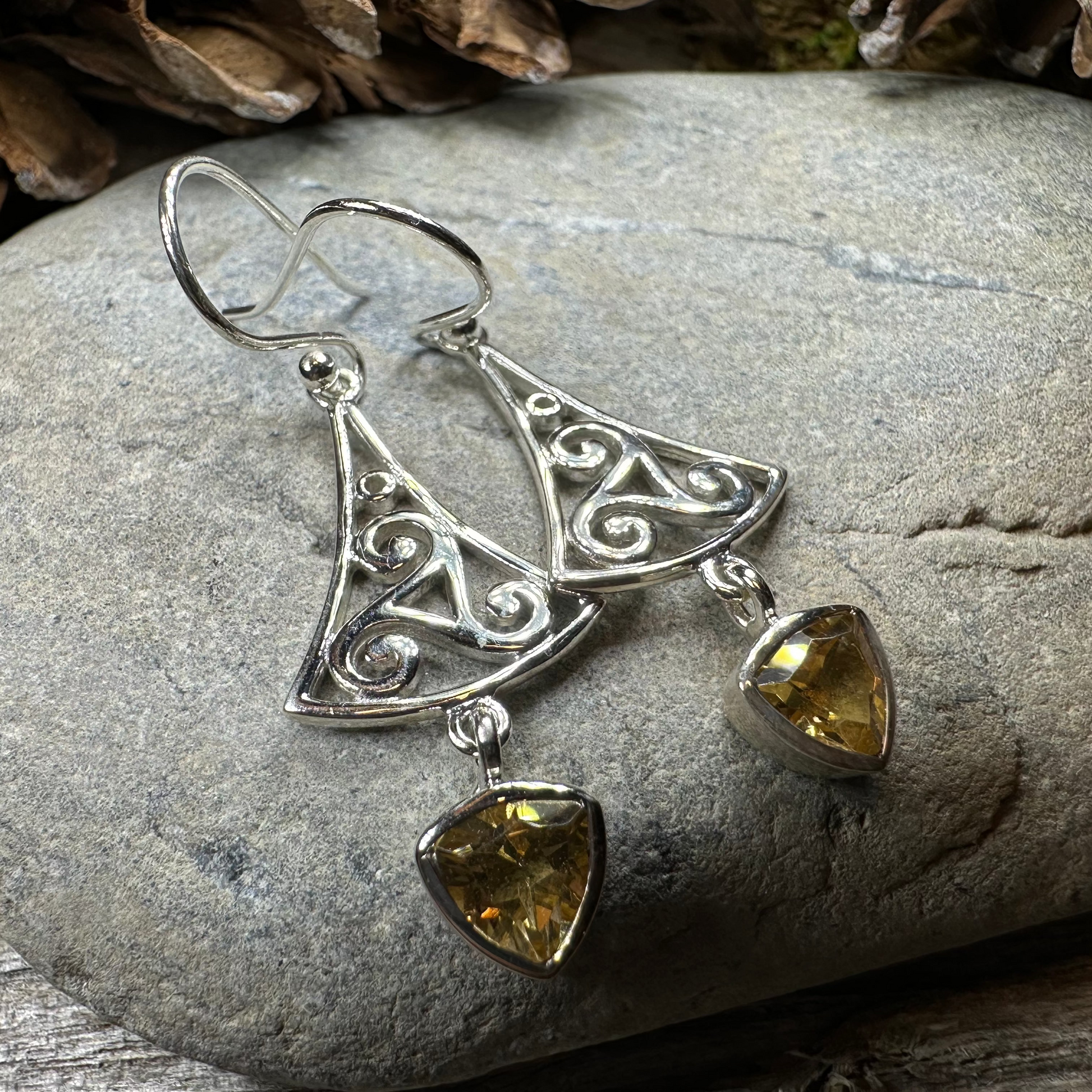 Teleri Triple Spiral Earrings — view 3