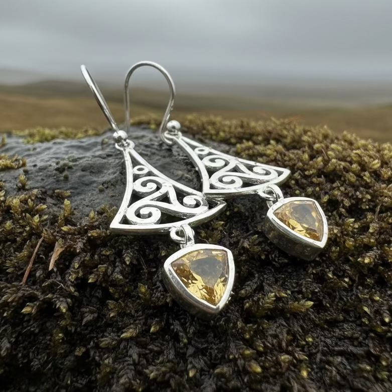 Teleri Triple Spiral Earrings in sterling silver