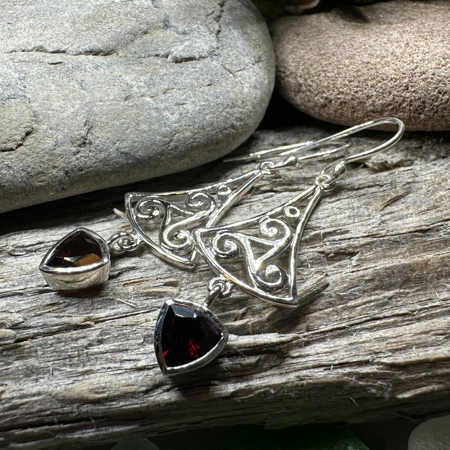 Teleri Triple Spiral Earrings — view 2