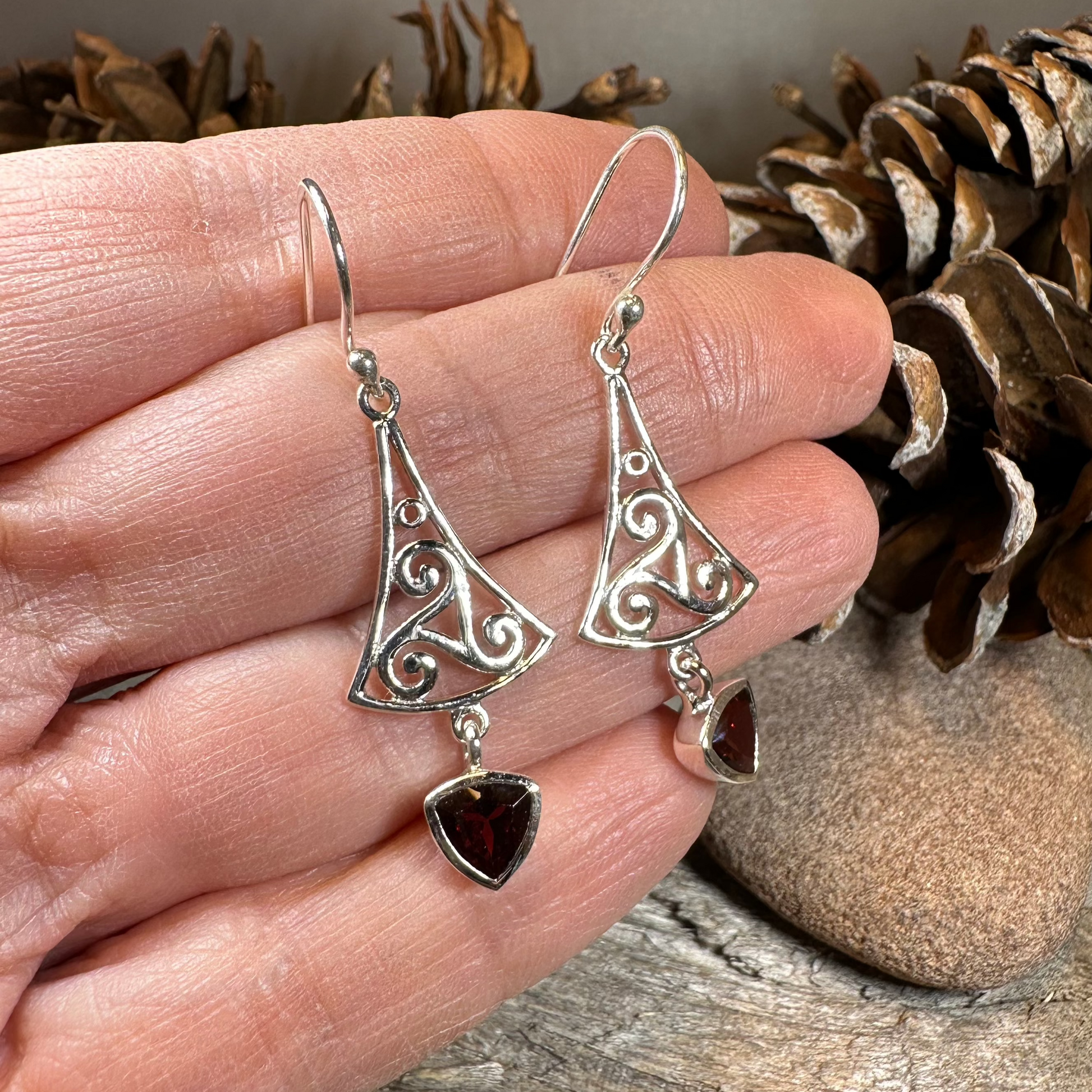 Teleri Triple Spiral Earrings — view 4