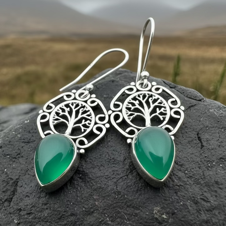 Ancient Tree of Life Earrings in sterling silver