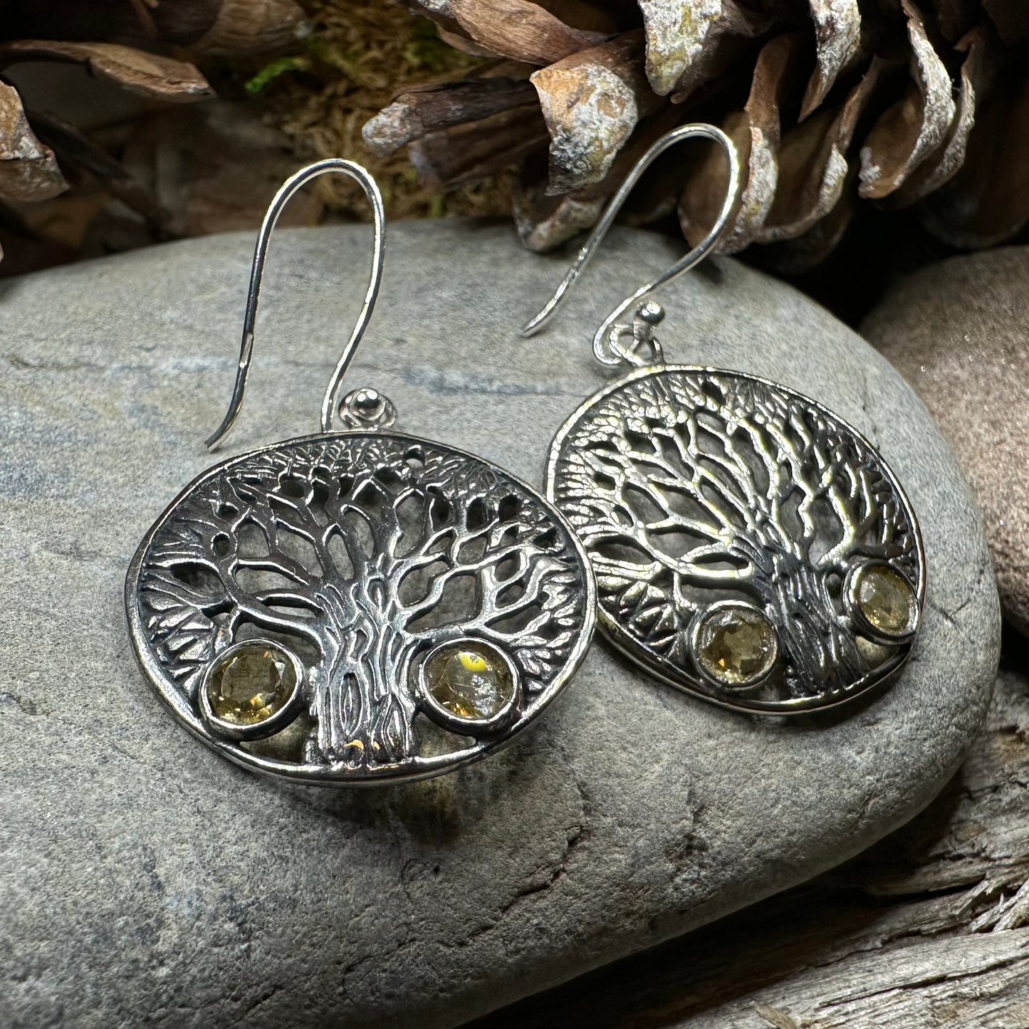 Eden Tree of Life Citrine Earrings — view 2