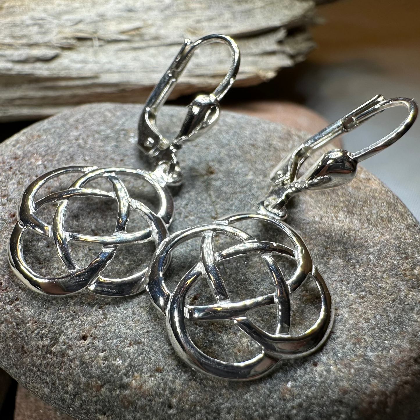 Celtic Dara Knot Leverback Earrings - Made in Ireland in silver