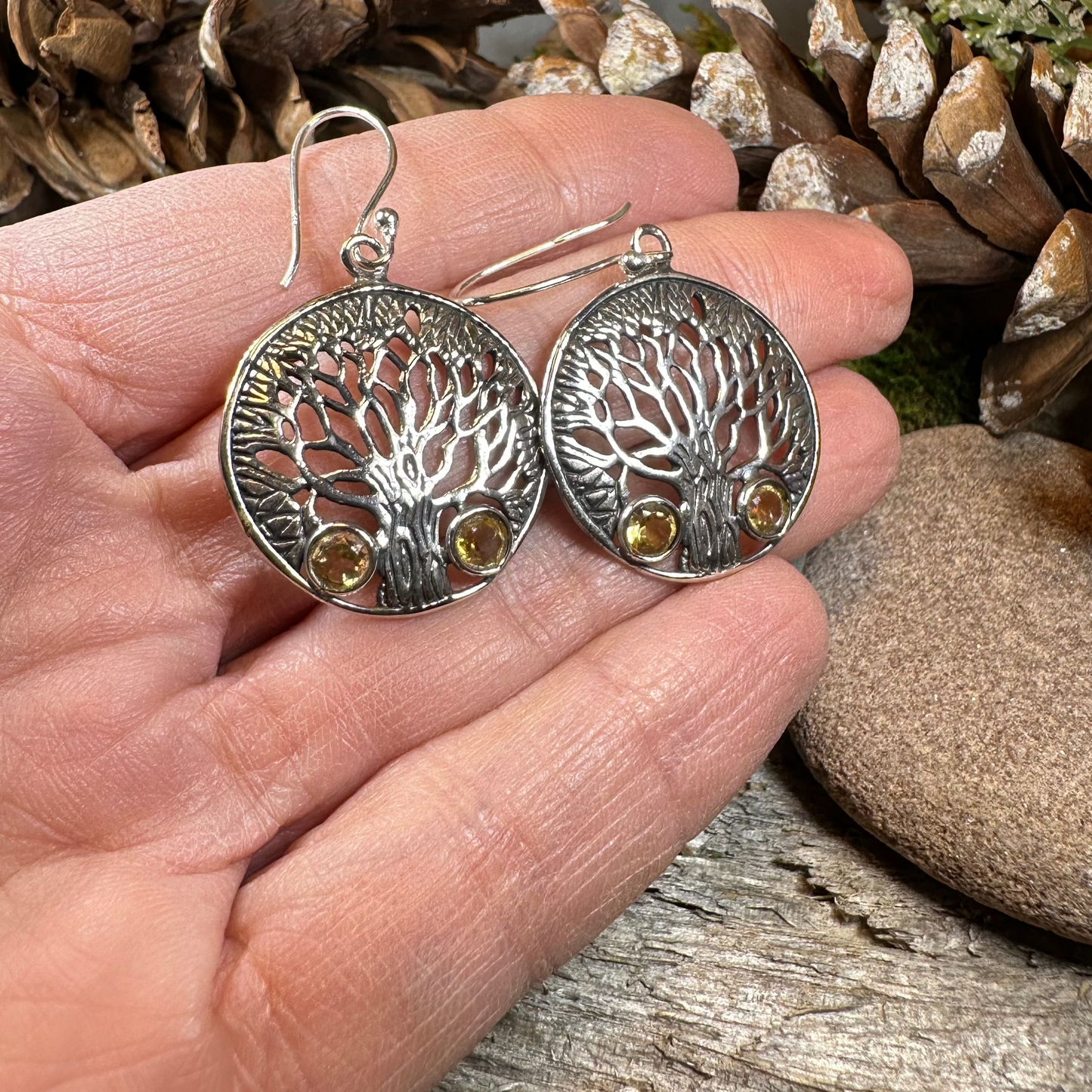 Eden Tree of Life Citrine Earrings — view 3