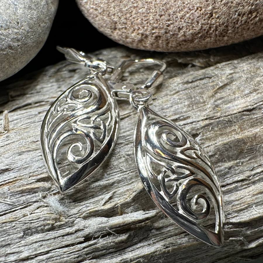 Marquise Trinity Knot Leverback Earrings - Made in Ireland