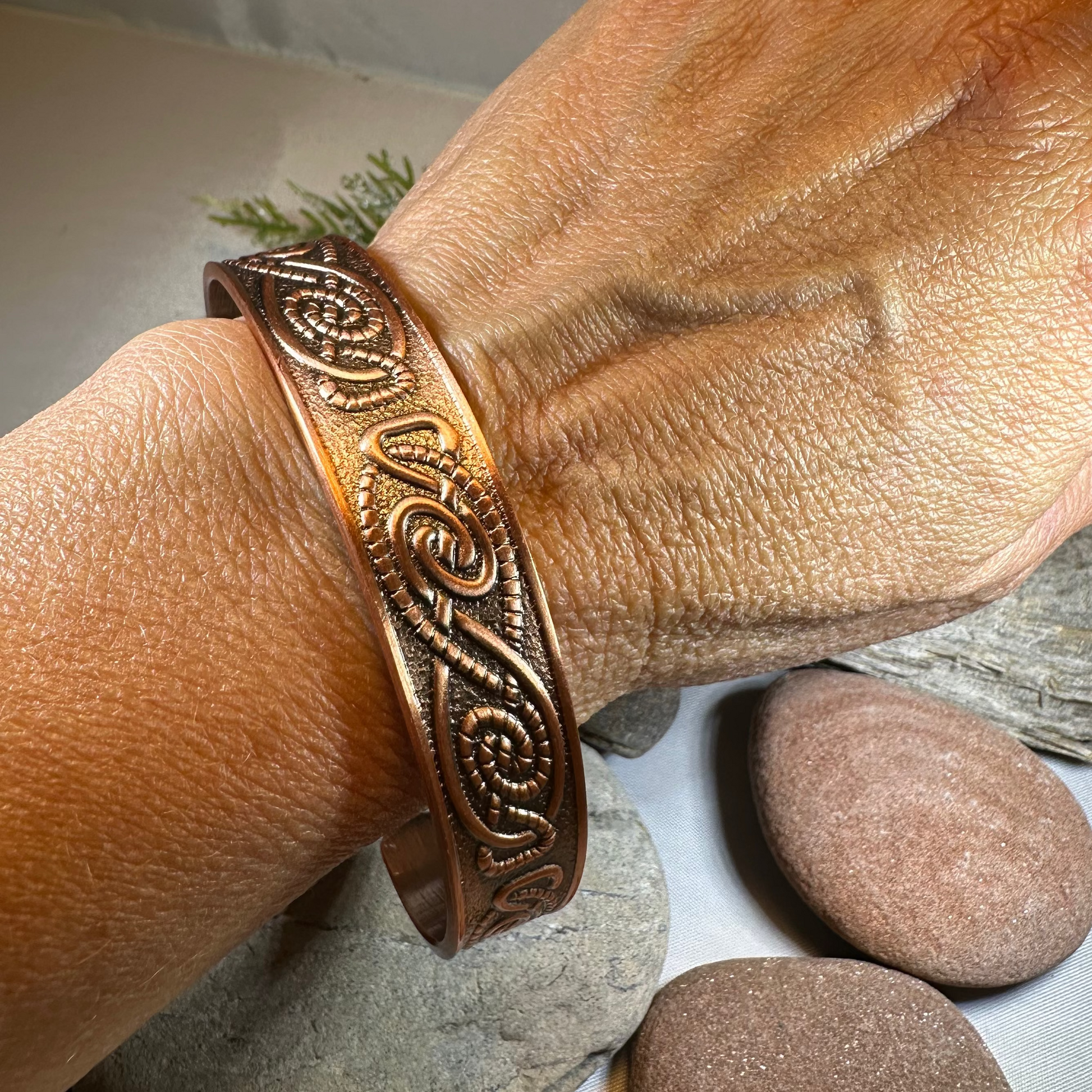 Talorc Celtic Copper Cuff Bracelet — view 4