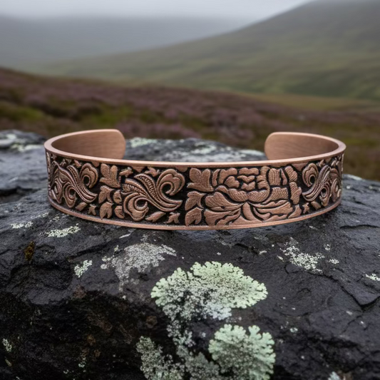 Peony Passion Copper Cuff Bracelet