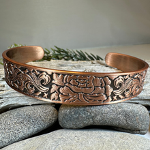 Load image into Gallery viewer, Peony Passion Copper Cuff Bracelet

