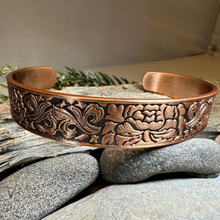 Load image into Gallery viewer, Peony Passion Copper Cuff Bracelet
