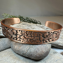 Load image into Gallery viewer, Peony Passion Copper Cuff Bracelet
