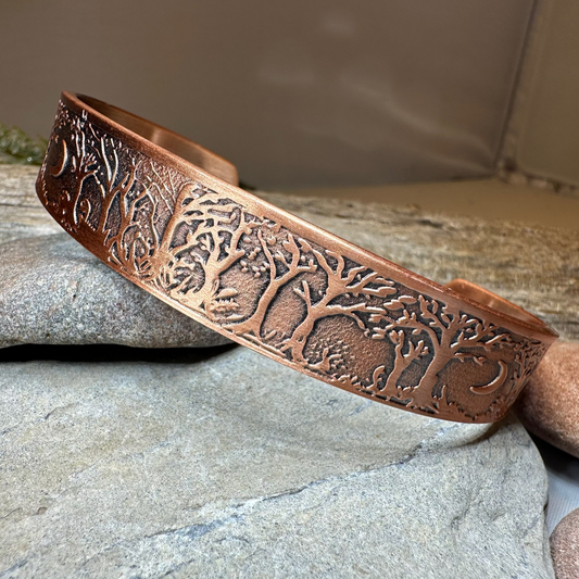 Moonlit Forest Copper Cuff Bracelet
