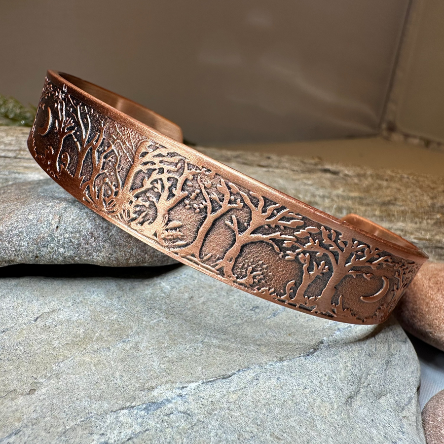 Moonlit Forest Copper Cuff Bracelet