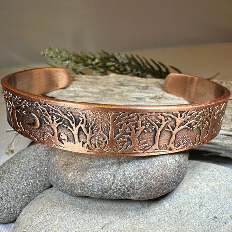 Load image into Gallery viewer, Moonlit Forest Copper Cuff Bracelet
