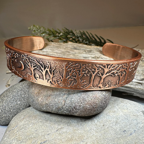 Load image into Gallery viewer, Moonlit Forest Copper Cuff Bracelet
