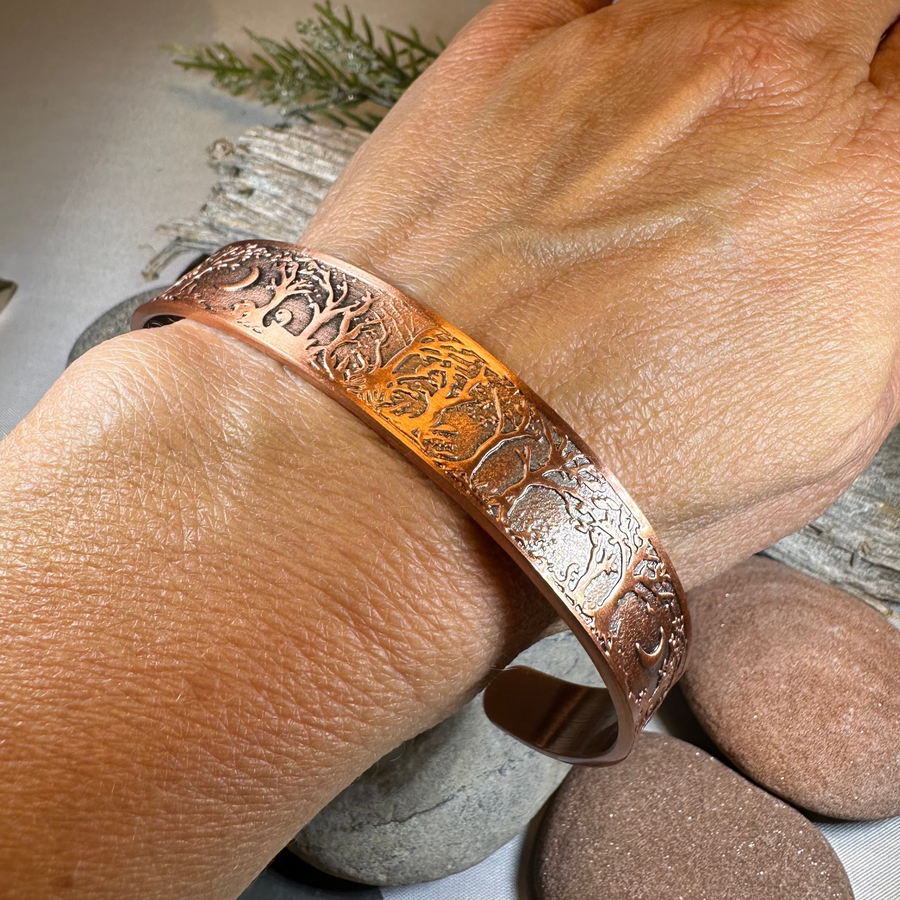 Moonlit Forest Copper Cuff Bracelet