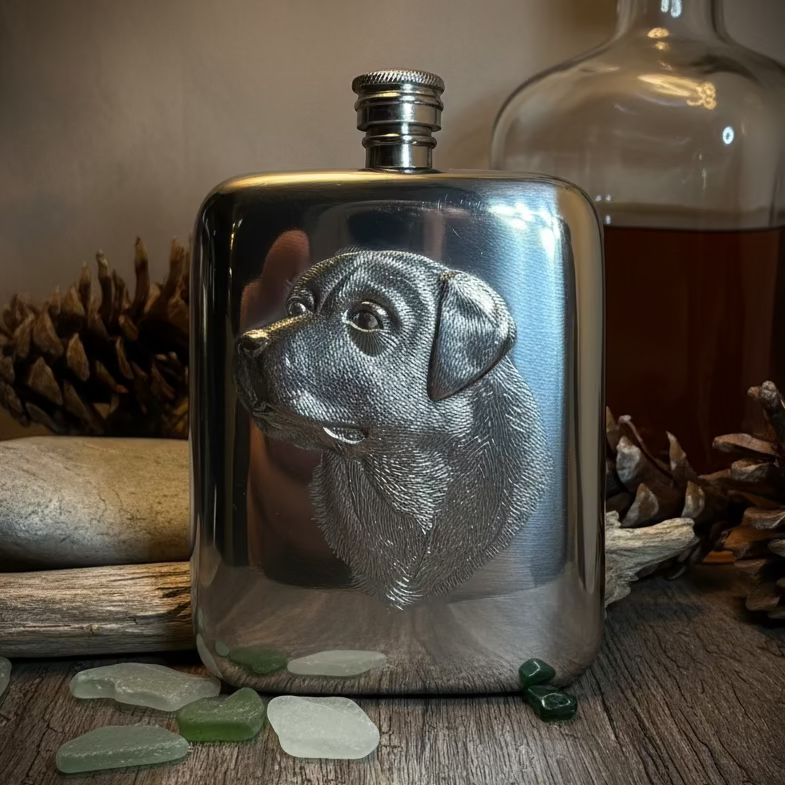 Faithful Friend Labrador Retriever Pewter Hip Flask