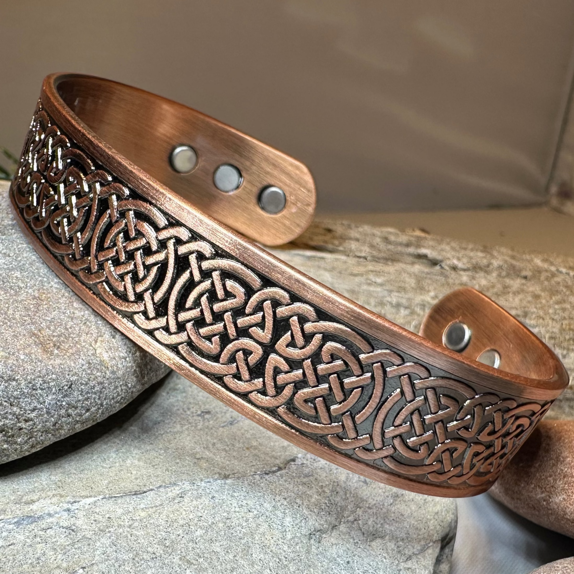 Domnall Celtic Copper Cuff Bracelet — view 2