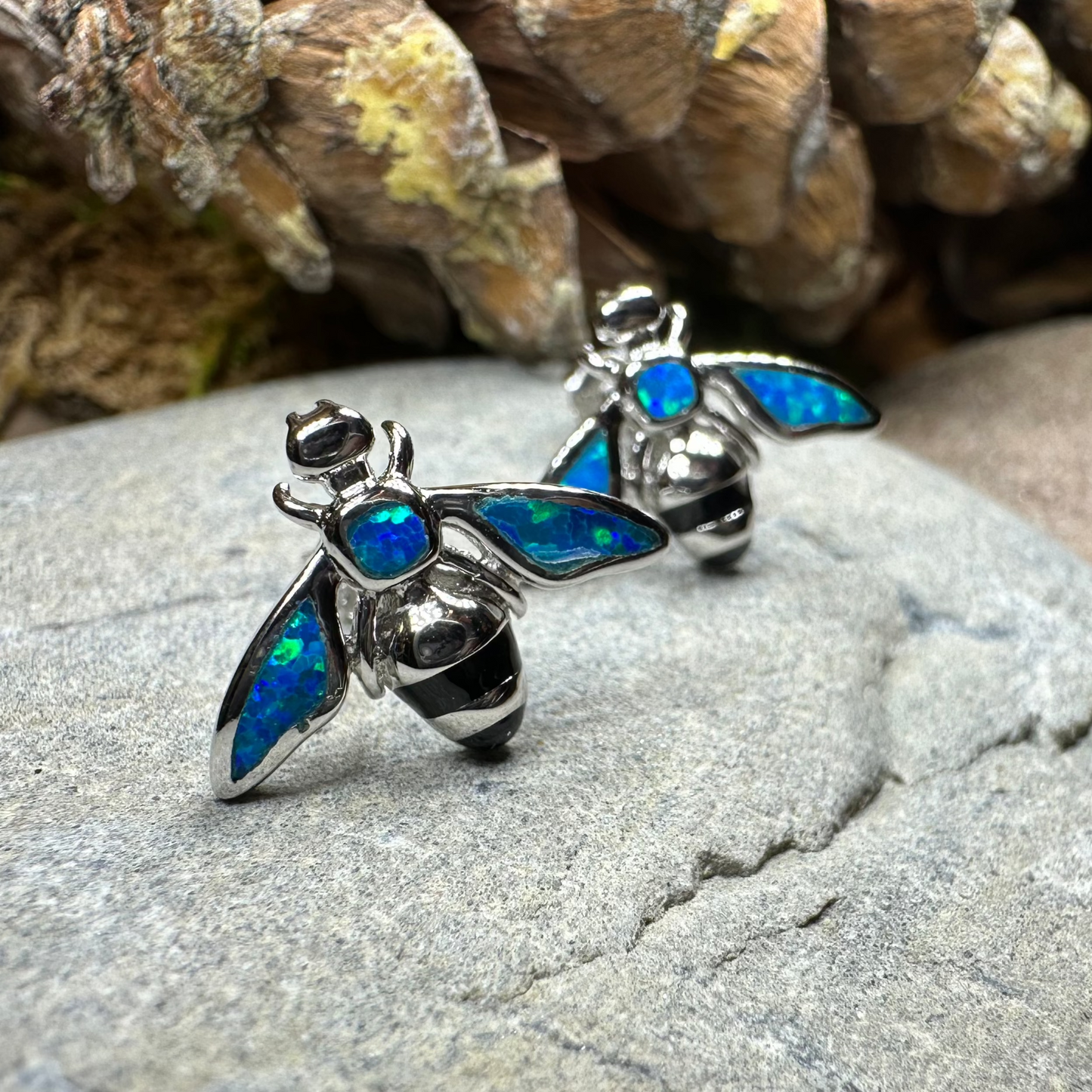 Opal Bee Stud Earrings — view 5