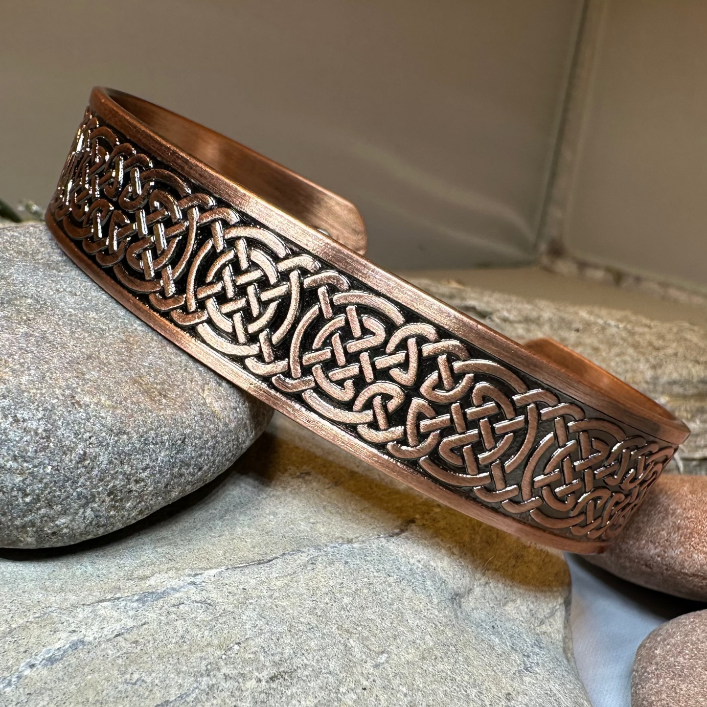 Domnall Celtic Copper Cuff Bracelet — view 8