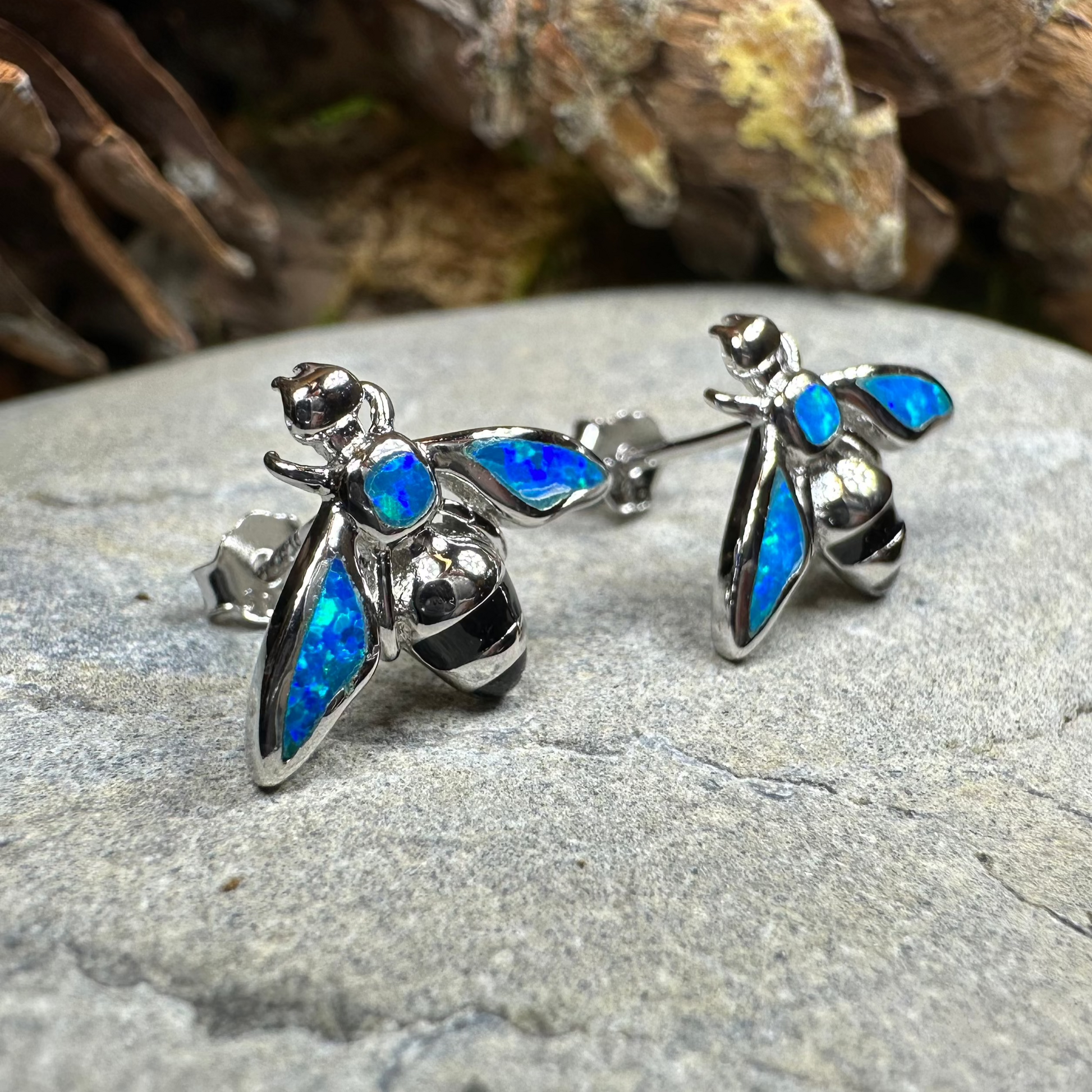 Opal Bee Stud Earrings — view 2