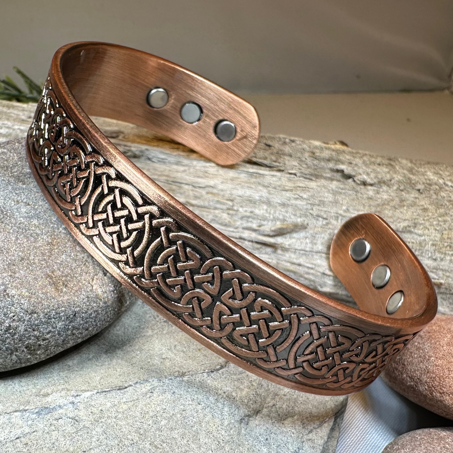 Domnall Celtic Copper Cuff Bracelet — view 7