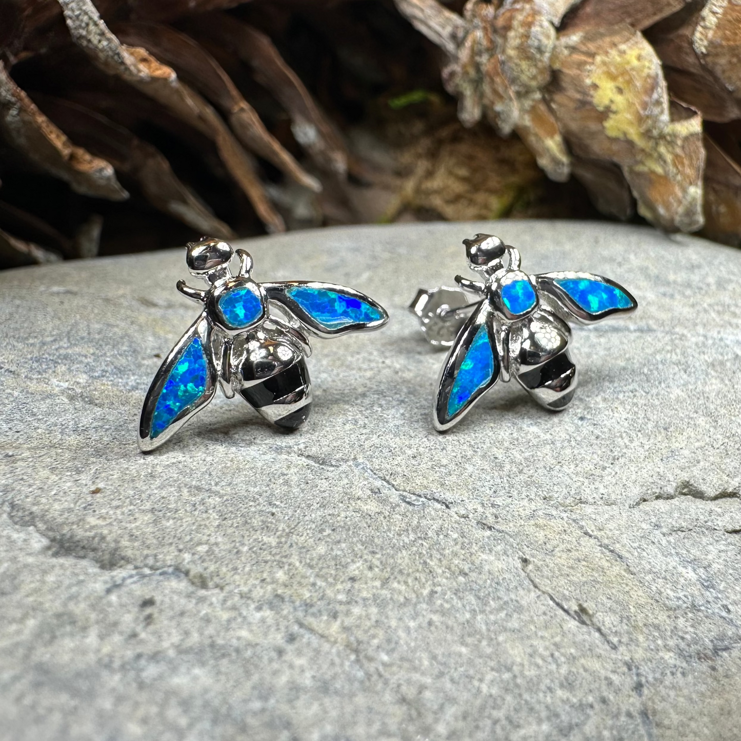 Opal Bee Stud Earrings — view 7