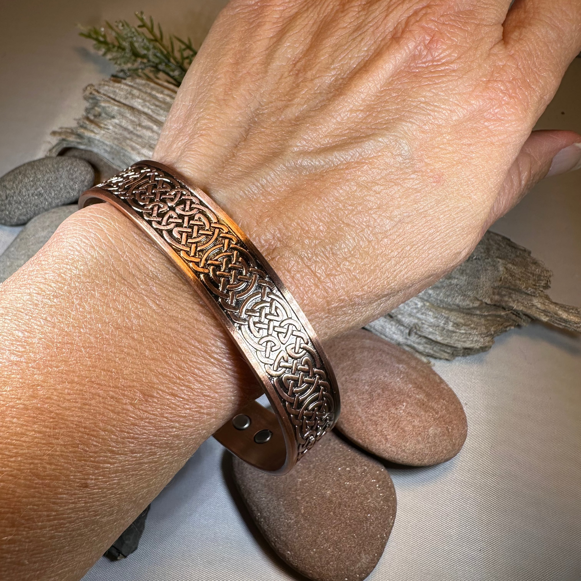 Domnall Celtic Copper Cuff Bracelet — view 6
