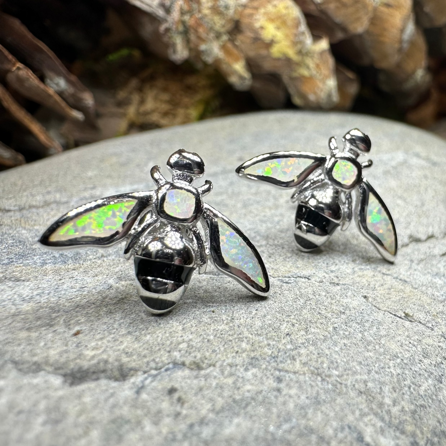 Opal Bee Stud Earrings — view 6