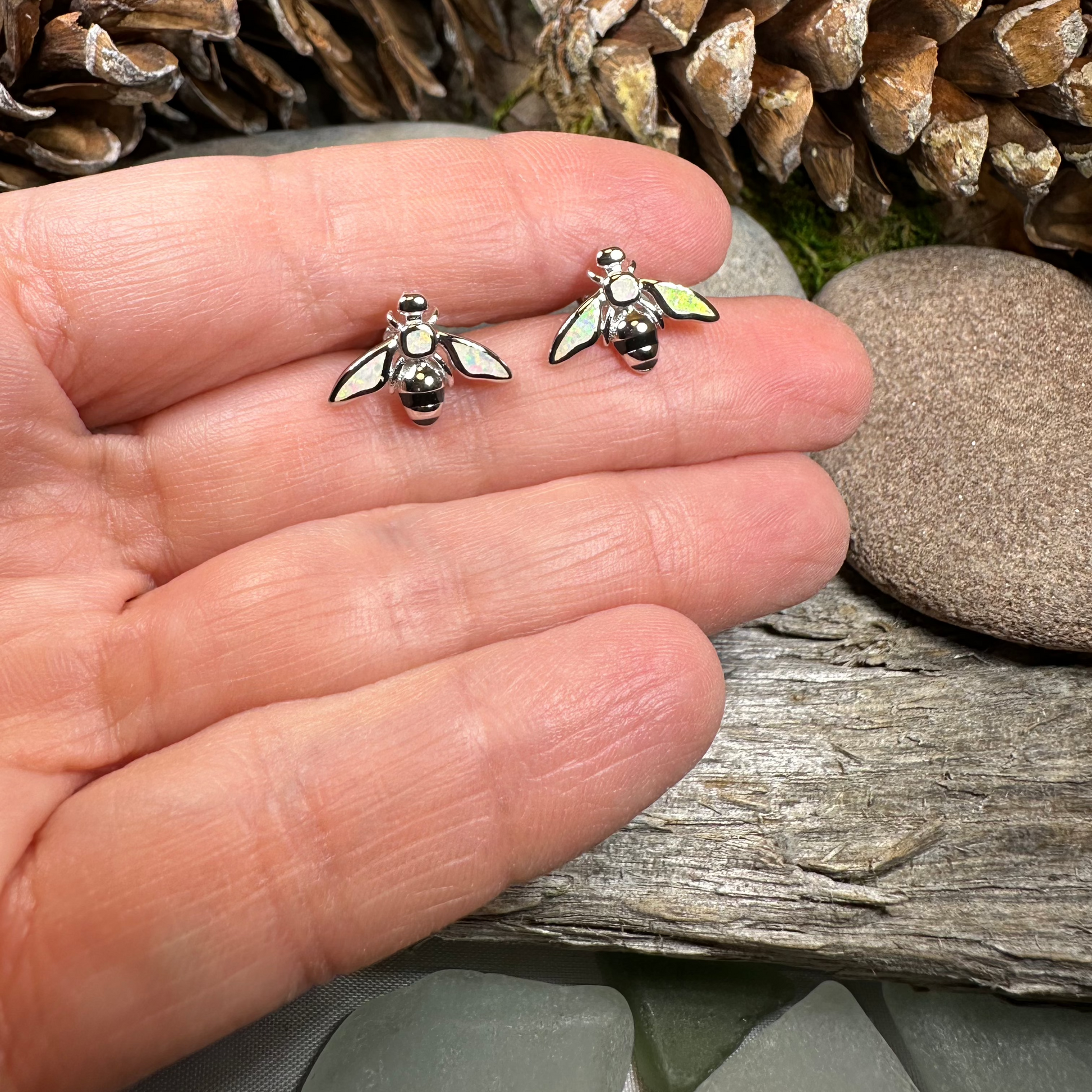 Opal Bee Stud Earrings — view 3