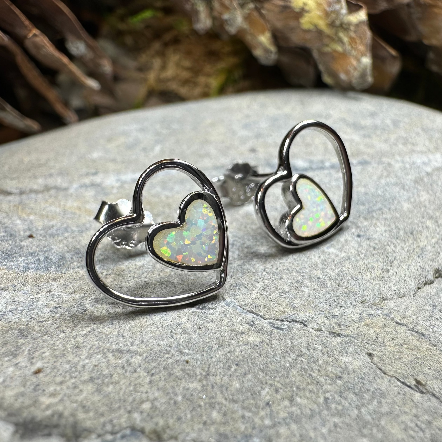 Double Heart Stud Earrings — view 4