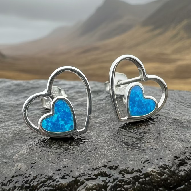 Double Heart Stud Earrings in sterling silver