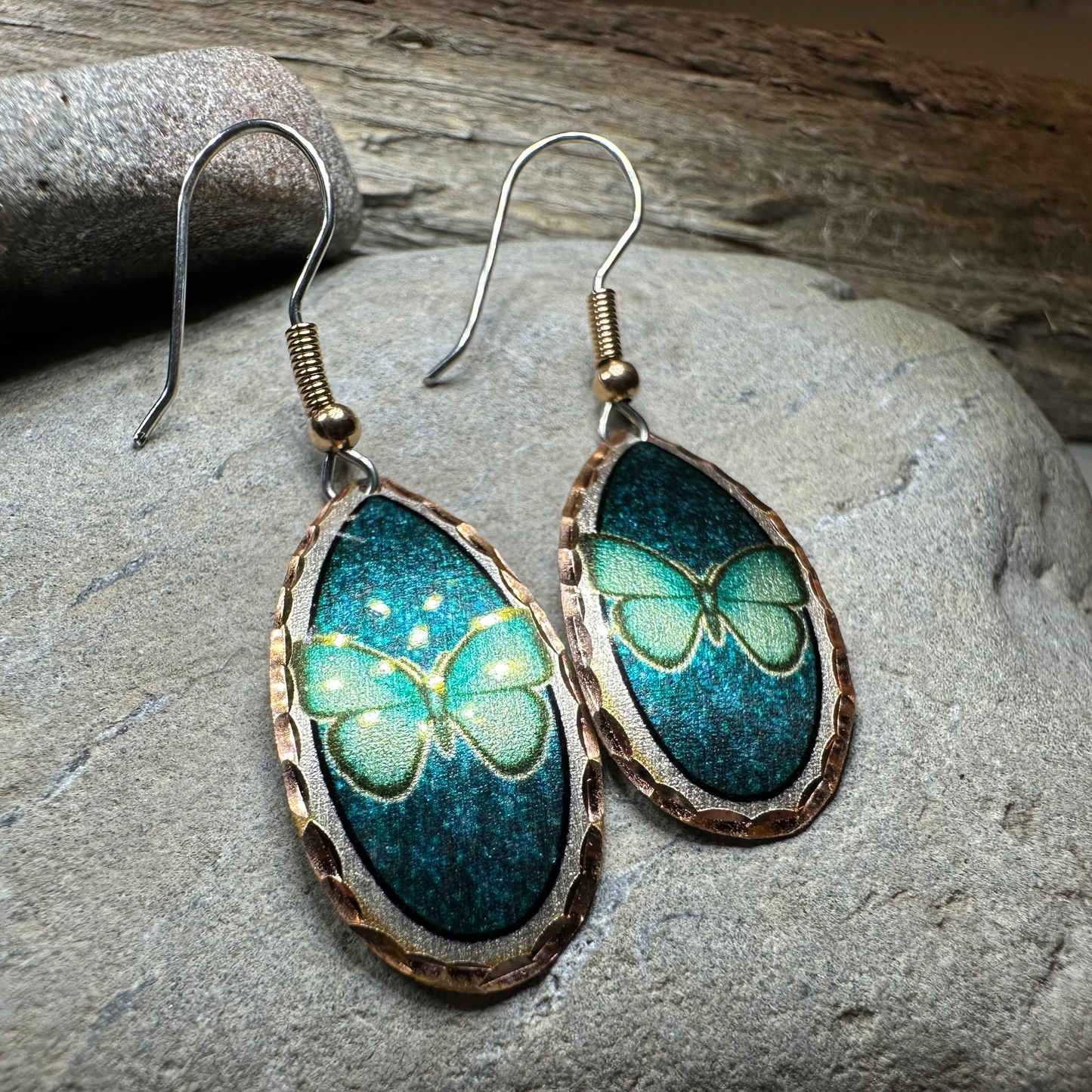 Blue Butterfly Copper Earrings