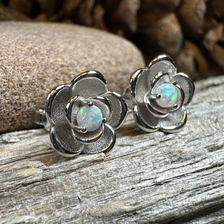 Wild Irish Rose Opal Earrings in sterling silver