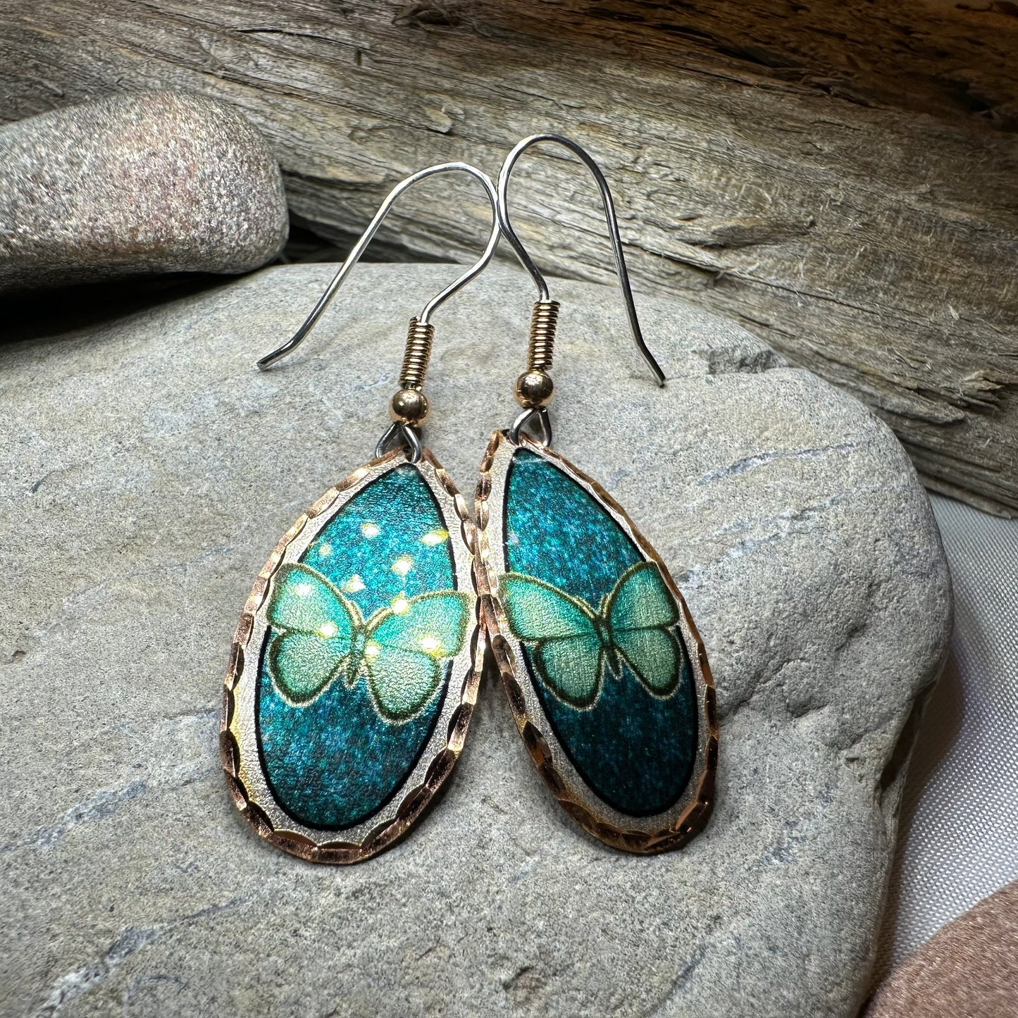 Blue Butterfly Copper Earrings