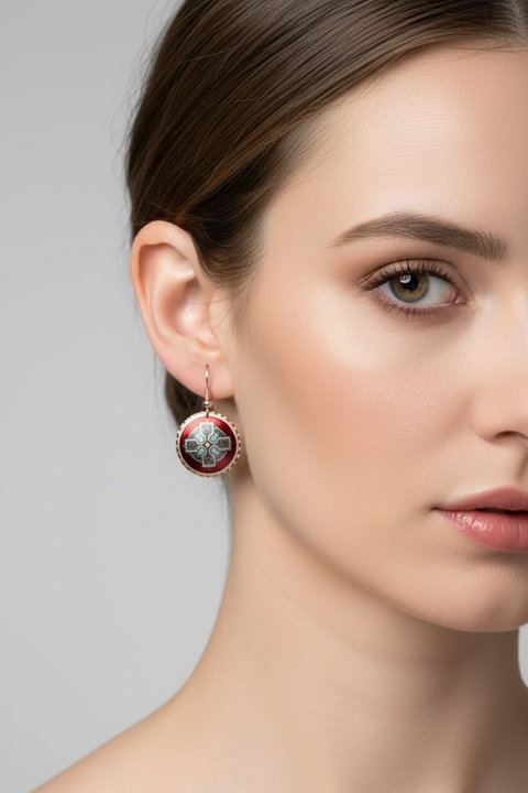 Load image into Gallery viewer, Ancient Celtic Cross Copper Earrings
