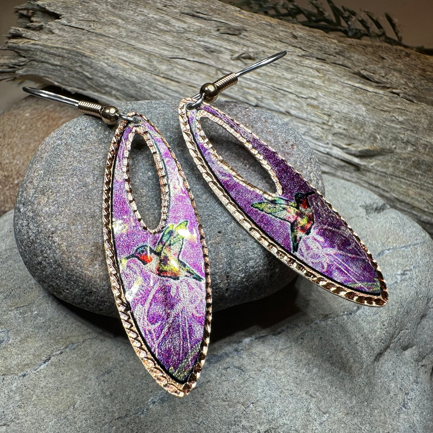 Joyful Hummingbird Copper Earrings