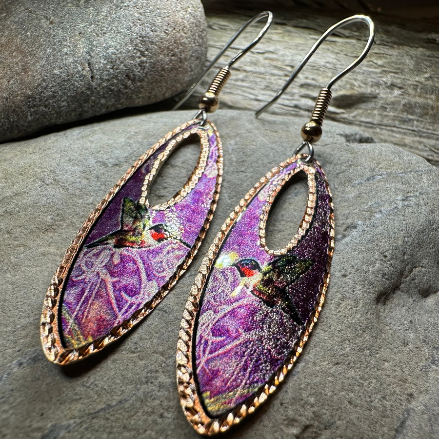 Joyful Hummingbird Copper Earrings