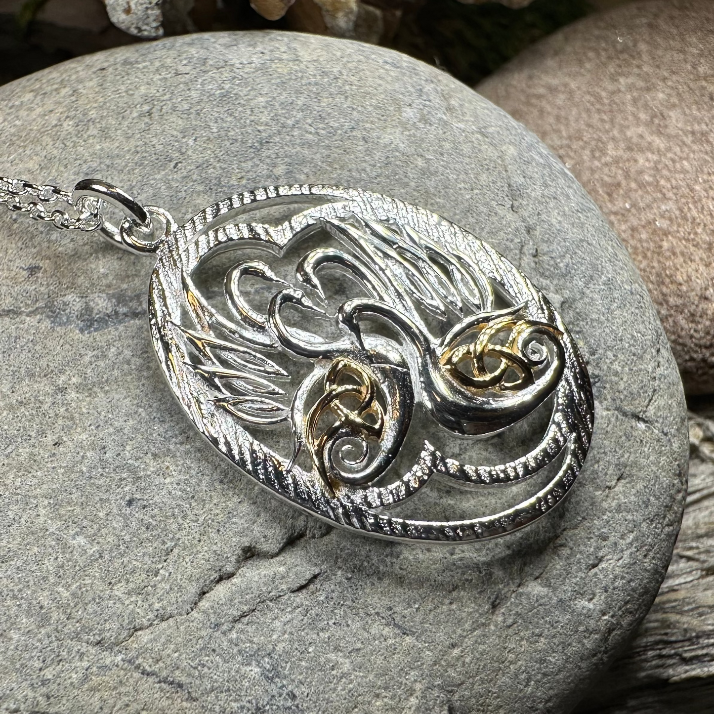 Golden Children of Lir Swan Necklace