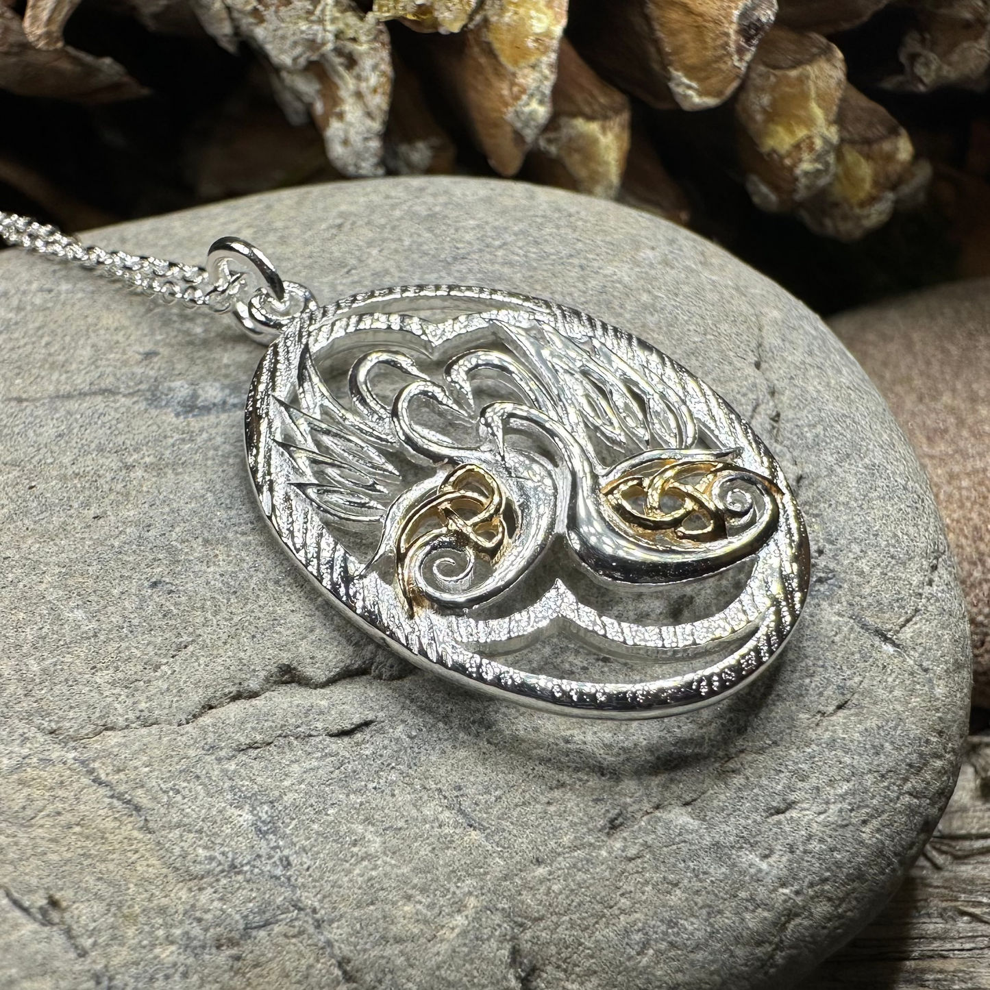 Golden Children of Lir Swan Necklace