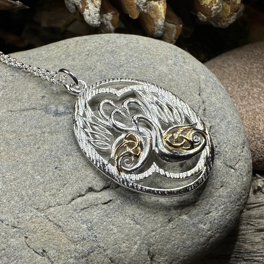 Golden Children of Lir Swan Necklace
